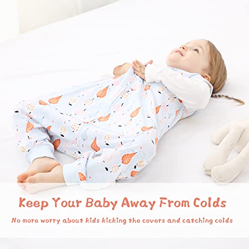 Image of WONDAY Toddler Sleep Sack with Feet, 0.5 Tog Sleeping Sacks for Walking with Legs 12-18 Months 2T 3T 4T 5T (Pear, 2-3T)