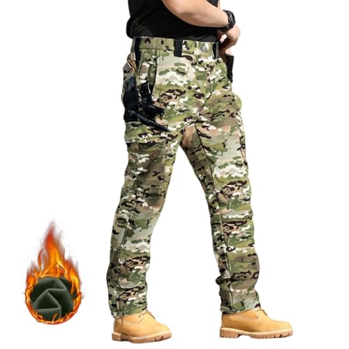 Tactical Pants for Men Fleece Waterproof Ripstop Cargo Sweatpants Outdoor Thermal Hiking Work Trousers3