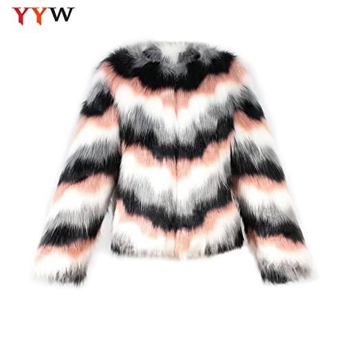 Songang Women Multicolor Winter Long Sleeve Faux Fur Coat Warm Parka Outwear Open Front Jacket (Xxl) #TOP3