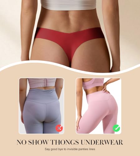 Image of SHARICCA Women No Show Seamless Underwear Thong Invisible Soft Panties Multi Pack