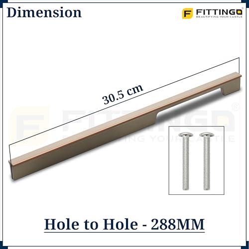 Image of Altroz Modern Handle for Wardrobe /Cabinet Handle /Pull Handle for Wardrobe /Cupboard Handle (288mm Hole to Hole) Aluminum - White Pearl /G.Brown (Pack of 1)-| 3 Years Warranty |