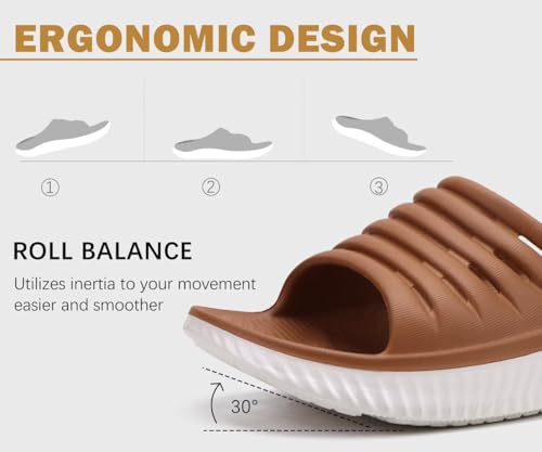 Image of KuaiLu Womens Recovery Sandals With Comfortable Plantar Fasciitis Support,Ladies Orthotic Open Toe Sport Slides Thick Cushion Reduces Stress on Feet,Joints & Back Post-Exercise