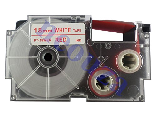Image of Casio XR-18WER1-W-DJ Label Printer Tape (Red and White)