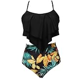 Bikini para mujer, triángulo, ancho, dividido, traje de baño para mujer, traje de baño para niños, bikini, estampado para padres, bikini, hojas, hija, madre, cómodo, amarillo, M