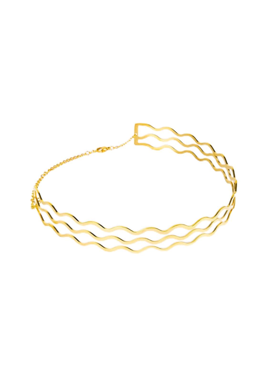 Kalk - Collar Choker Baño Oro 18K Waves de Alta calidad para Mujer
