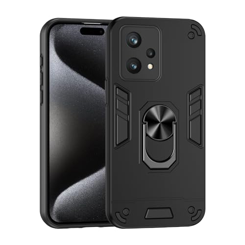 Jiajihua Compatible with Realme 9 Pro 5G Case,Compatible with Realme 9 Pro 5G Car Mount Magnetic Stand [Hard PC+TPU] 2 in 1een Black