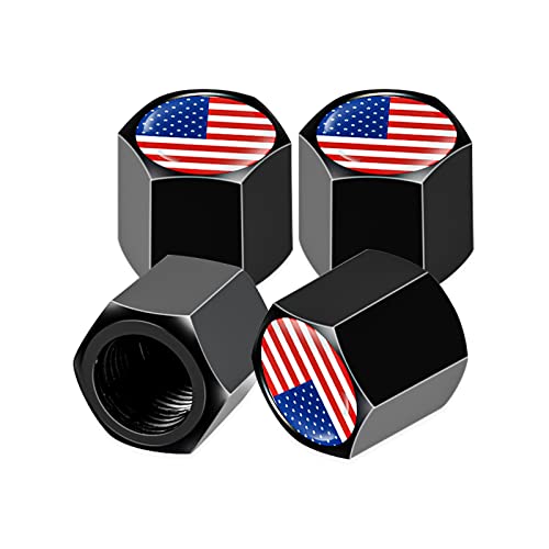 Ajxn 4 PCS Original American Flag Car Wheel Tire Valve Stem Caps Airtight Dust Proof Covers Universal Tire Air Valve Caps for Cars, Trucks, Bicycles (Red)