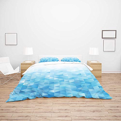 Parure de lit 3 pièces housse de couette mosaïque bleue polyester Queen Size