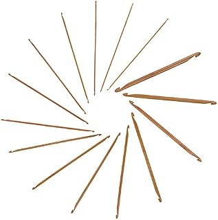 JubileeYarn Double Ended Bamboo Tunisian Crochet Hooks Set | 15 Sizes: 3mm-12mm | Carbonized Brown