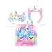 Produktbild Lurrose Kopfband und Schlafmaske mit Einhorn-Motiv, niedlich, bunt, Plüsch, Haaraccessoires mit Aufbewahrungstasche