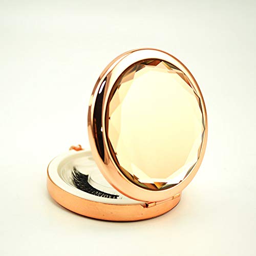 Yiqiyi Metal Crystal False Eyelashes Storage Box Makeup Cosmetic Case Mirror One Level Container Cosmetic Bag Glod #TOP3