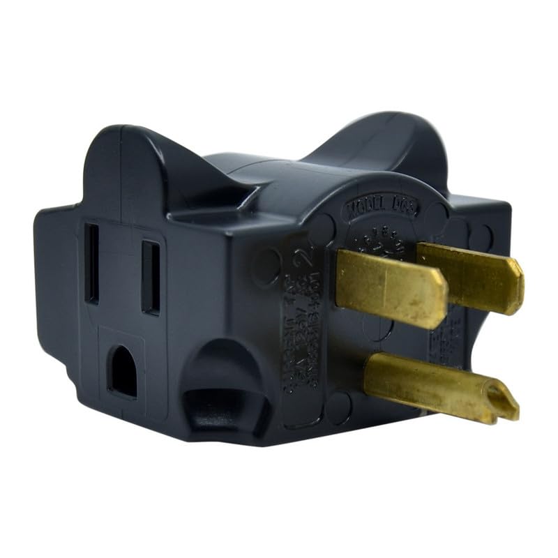 Single Plug Grounded Dual Outlet Splitter 125V, Right & Left Angle, White image 3