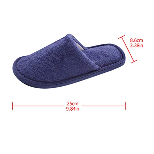 Non-slip Warm Cotton Slippers for Men and Women Plush Indoor Floor Shoes Dark Blue Fits Cozy Winter Comfort for Home Use2