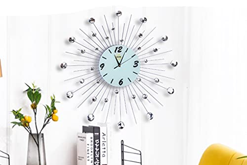 Meida Sunburst Starburst Clock Large Metal Decorative (Silver) #TOP30
