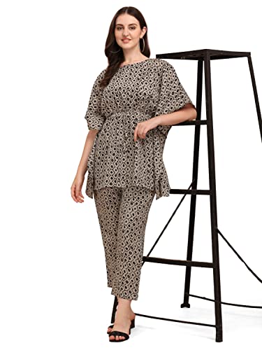 Image of NAINVISH Cotton Blend Kurta Pant Set | Ethnic Kaftan Co Ord Pant Set | Casual Wear Kaftan Pant & Top Set | Fancy Kaftan Top & Pant Set | Women Top & Pant
