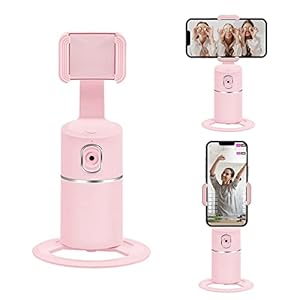 Mcbazel Auto Face Tracking Tripod, No App Required, Rechargeable Battery, 360° Rotation Phone Tracking Holder Face Body Phone Camera Mount for Live Vlog Streaming Video Chat – Pink
