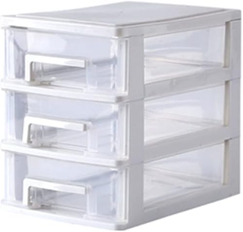 Gatuida Cajones de almacenamiento de plástico, organizador de escritorio de 3 cajones, caja de almacenamiento de escritorio de plástico