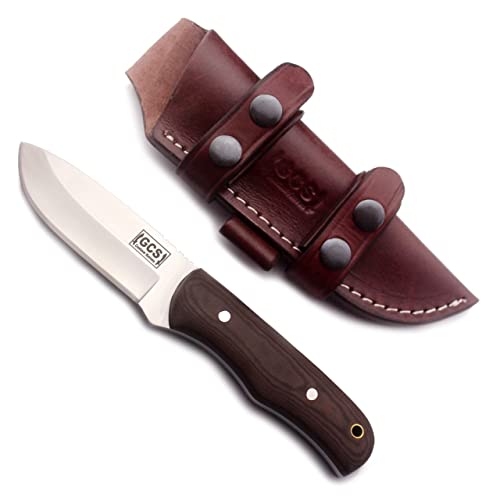 GCS Micarta Handle D2 Tool Steel Tactical Hunting Knife with leather sheath Full tang blade designed for Hunting & EDC GCS 507 - GCS Knives