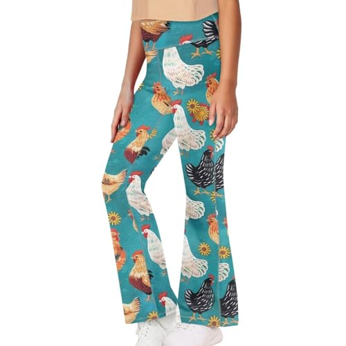 POLERO Floral Flared Pants Leggings High Waisted Yoga Pants Kids Bell Breathable Bottoms for Girls3