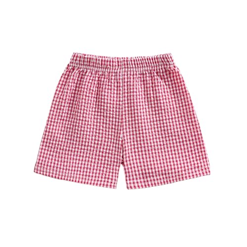 Kids Toddler Boys Girls Gingham/Seersucker Shorts Elastic Waist Plaid/Striped Elastic Waist Shorts Pants Bottoms