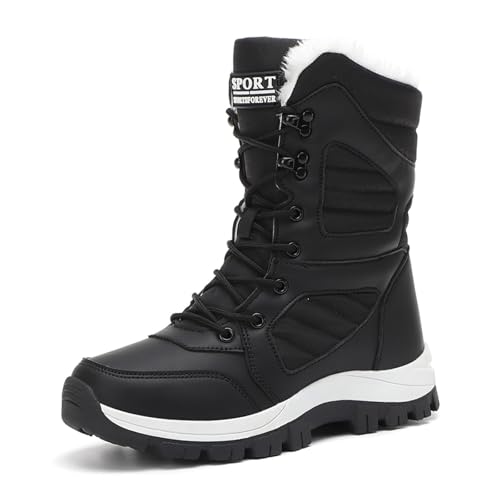 2026 Botas de nieve de invierno para mujer con suela gruesa de perfil antideslizante para un agarre óptimo, Negro , 39 EU