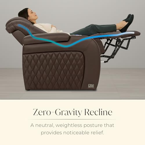 Seatcraft Diamante Zero-Gravity CoolZero Italian Leather Home Theater Seating, Power Headrest, Power Recline, Row of 3 Sofa, Brown - Image 4