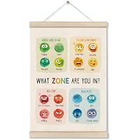 Emotions Feelings Chart for Kids - Zones of Regulation Poster Hanger Frame | Mental Health Growth Mindset Wall Art for Therapy Office Playroom Nursery Bedroom Homeschool, 16x12 Inch