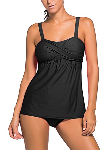 HOTAPEI Women Summer Swimwear Two Pieces Tankini Set Bikini Bottoms