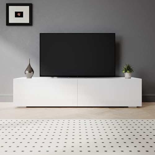 Meuble TV 140 cm Blanc Suspendu ou au Sol FTV008W SIRHONA