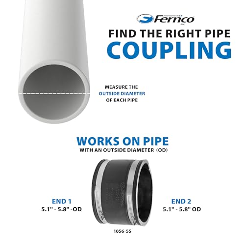 Image of Fernco P1056-55 Flexible PVC Pipe Coupling for Cast Iron, Plastic or Steel to Cast Iron, Plastic or Steel Plumbing Connections