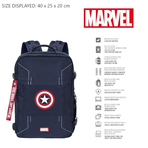 Marvel Mercury Backpack, Blue Captain America, Underseat 40x20x25cm2