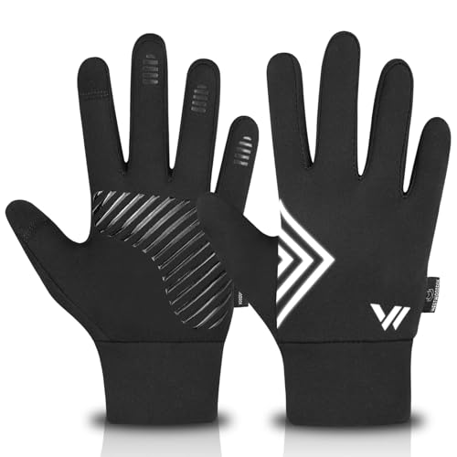 WESTWOOD FOX Winter Warm Kids Gloves Children thermal touchscreen gloves Anti-Slip Sports Cycling Running Riding Outdoor Gloves for Boys Girls 4-12 Years old (BLACK L)