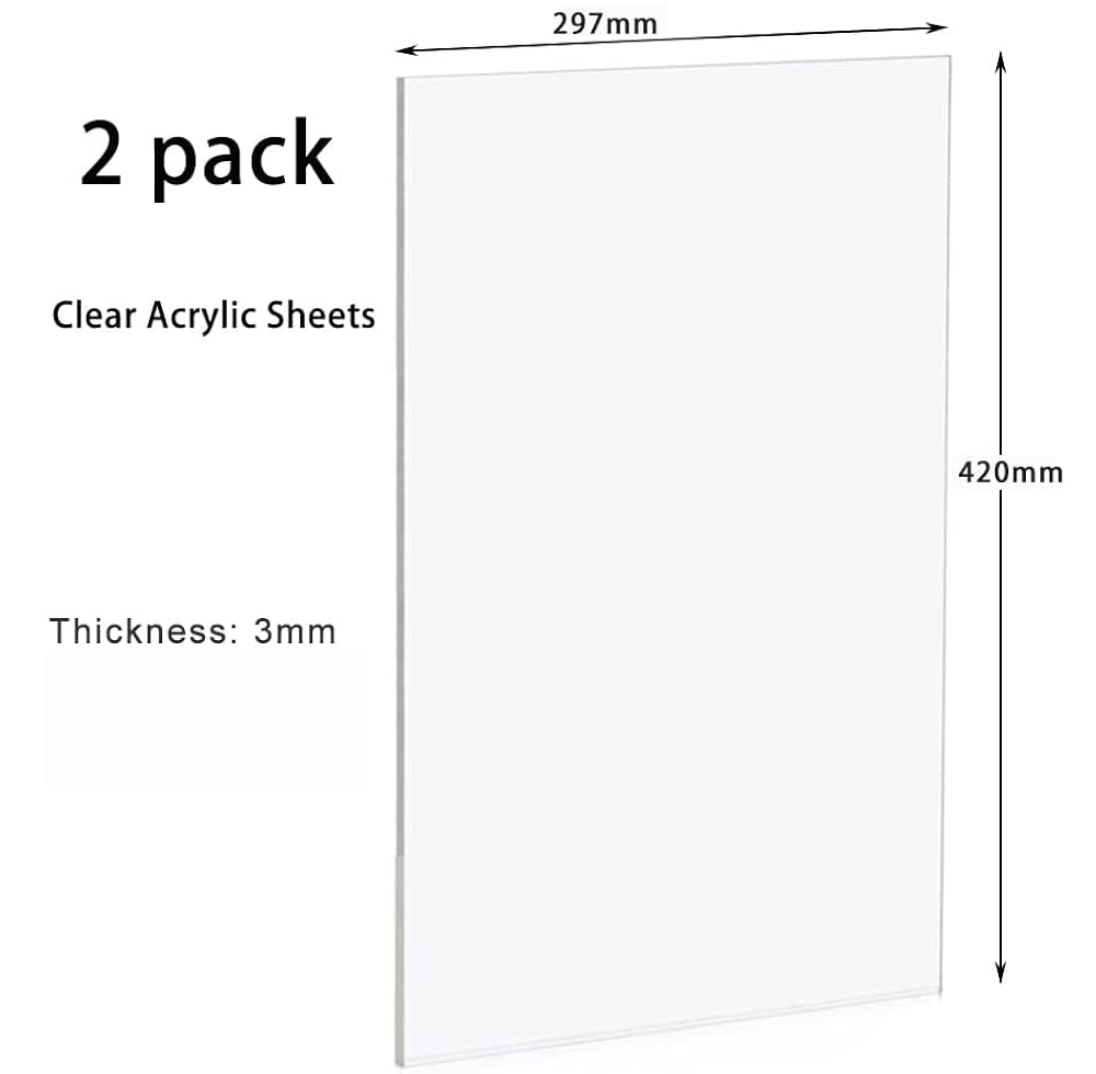 Perspex A3 Clear Acrylic Plexiglass Sheet 1mm Transparent Sheet