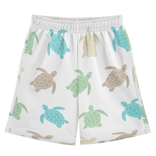 J JOYSAY Sea Turtle Colorful Boys Athletic Shorts Kids Youth Casual Shotrs with Pockets Elastic Waistband