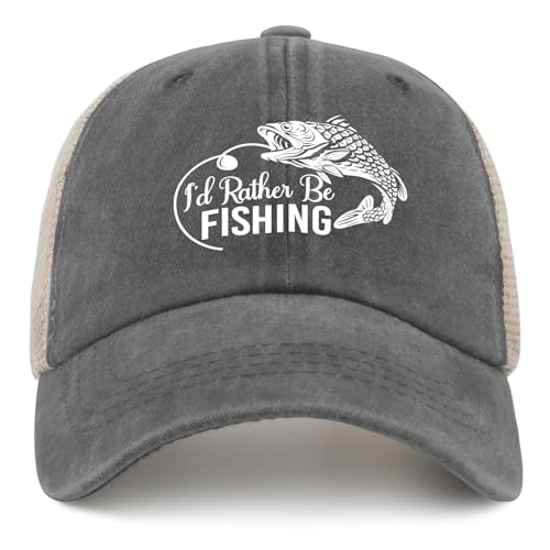 Generic I'd Rather BE Fishing Cap Womens Cap Gray02 Mens Sun hat Gifts for Her Workout Cap