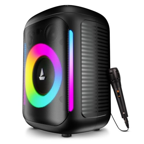 Image of Boat PartyPal 30, 25W Signature Sound, RGB LEDs, Wired Mic for Karaoke, Up to 6H Battery, TWS Mode, Multi Connect, Bluetooth Speaker, Wireless Speaker, Portable Speaker (Premium Black)