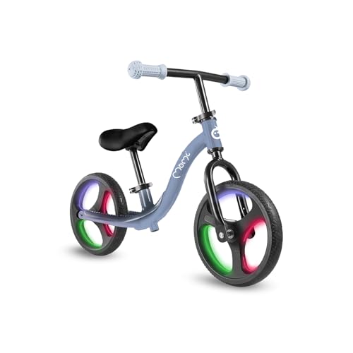 MoMi Kinderlaufrad ISOKA für Mädchen und Jungen ab 2 Jahren (max. Körpergewicht 35 kg), leichter Metallrahmen 3,5 kg, werkzeuglose Höhenverstellung von Lenker und Sattel, TPR-Räder mit LED-Beleuchtung