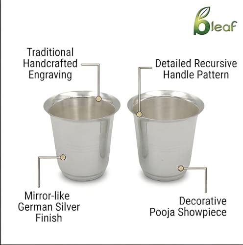 Image of BLeaf Silver Plated Elegance Glass Set (Set of 2 Pcs, 6x6 cm)