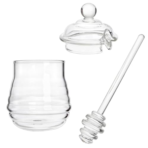 Foto von Lawei Honigglas mit Löffel und Deckel 300ml Glas Honigtopf Honigbehälter Honigglas Honigdose Honigspender mit Honig Löffel und Deckel