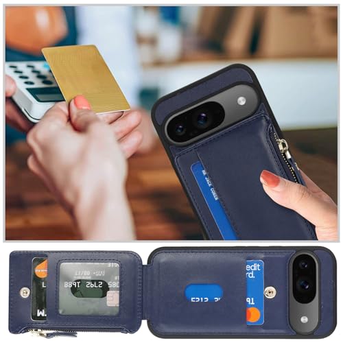 Image of Cavor for Google Pixel 9 /9 Pro Case Wallet with Card Holder, Blue