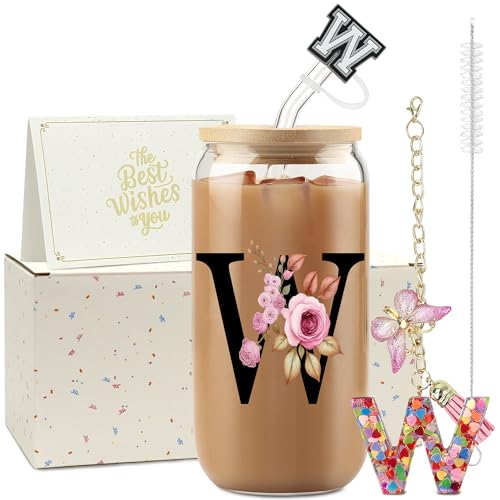 ZIOSINM Buchstaben Personalisierte Geschenke für Frauen, Glasbecher – Ansicht 1