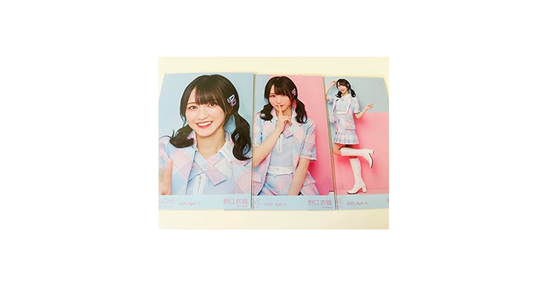 む*様 イコラブ 野口衣織 冬ツアー チェック衣装 マカロン 生写真 直筆 コン む*様 イコラブ 野口衣織 冬ツアー チェック衣装 マカロン 生