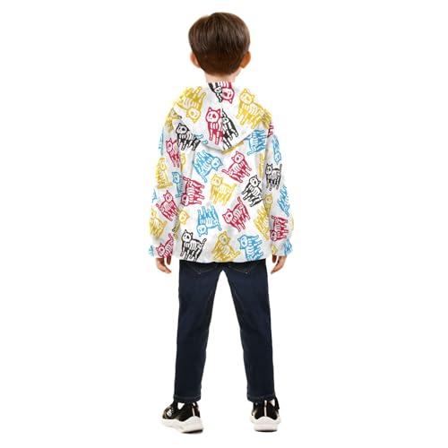 Skeleton Cartoon Kitten Girls Fleece Jacket Girls Fall Jacket Girls Zip Up Hoodie Girls Sherpa Jacket 2-10T4