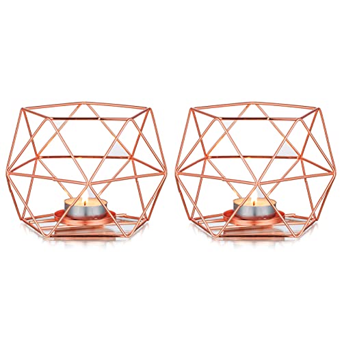 Nuptio Pillar Candle Holders For Tables , Rose Gold Tea Light Holders Candle Holder Centrepiece For Tealight And Pillar Candle, Perfect For Birthday Party Wedding Events Home Decoration, 2 Pcs #TOP28