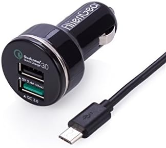 Quick Charge 3.0 Car Charger, AlienGear Qualcomm Certified Car Charger with Dual Ports for LG G5,Samsung Galaxy S7/S6/Edge, HTC 10, iPhone and more - Black