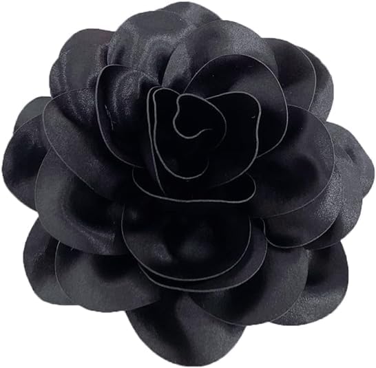 LIU JUNFlower Brooch, Dainty Satin Fabric Rose Flower Extra Big Lapel Pins Elegant Silk Camellia Brooches For Women Wedding Party Banquet Ceremony Dress Suit Accessories Jewelry Gifts