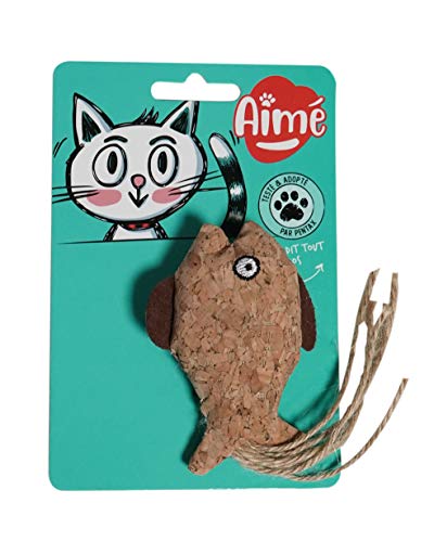 Aime Jouet pour Chat en Liège Naturel 9 cm avec Herbe à Chat Idéal pour Les Griffes