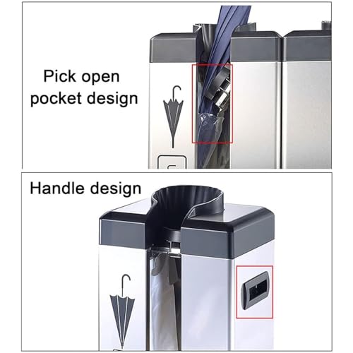 Avvolgitore automatico per ombrelli umidi, resistente supporto in acciaio inox con ruote per ingresso, include borse per ombrelli