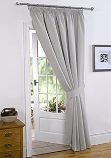 viceroy bedding Silver Grey 66" Width x 84" Drop ( Only 1 Panel ) , Supersoft Thermal BLACKOUT PENCIL PLEAT/ TAPE TOP DOOR CURTAIN, 'Winter Warm but Summer Cool
