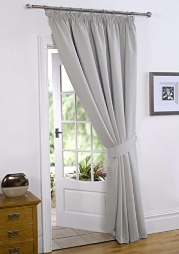 viceroy bedding Silver Grey 66" Width x 84" Drop ( Only 1 Panel ) , Supersoft Thermal BLACKOUT PENCIL PLEAT/ TAPE TOP DOOR CURTAIN, 'Winter Warm but Summer Cool